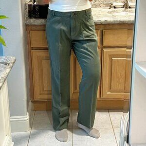 Woolrich Women's Bamboo Lyocell High Rise Green Straight Leg Utility Pants sz 12